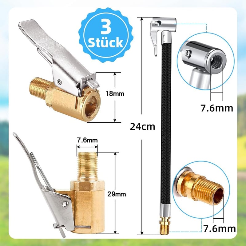 FUKPO Szelep Hosszabbító Autó Pumpa Adapter Kompresszor Tömlő 24cm