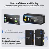 FULAIM X5M Vezeték Nélküli Csíptetős Mikrofon Szett Töltőtokkal - DSP Zajszűrés, 18 Órás Felvétel, Valós Idejű Monitorozás, Telefon/Android/ 5
