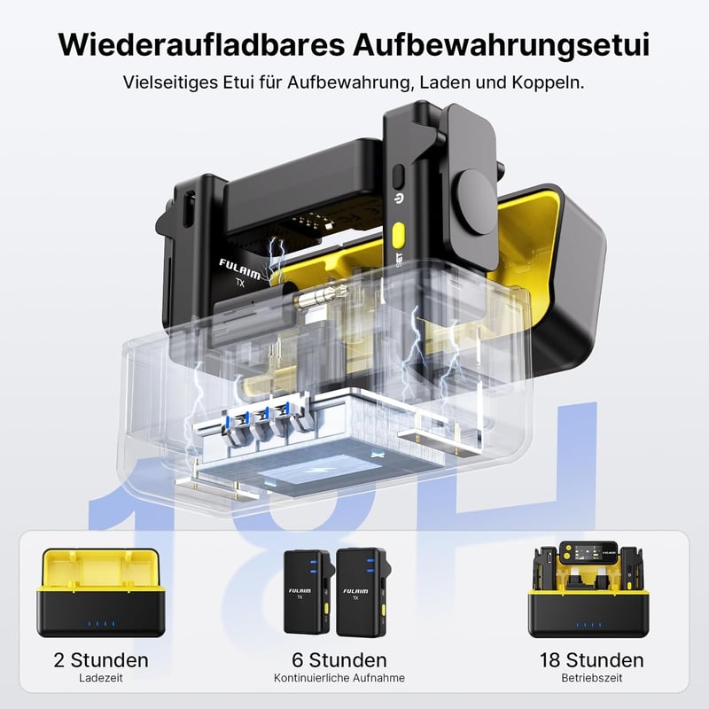 FULAIM X5M Vezeték Nélküli Mikrofon iPhone Android PC DSLR Kamerához Mini Clip-on Mikrofon 4G Felvétellel Videózáshoz Podcasthoz