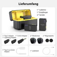 FULAIM X5M Vezeték Nélküli Mikrofon iPhone Android PC DSLR Kamerához Mini Clip-on Mikrofon 4G Felvétellel Videózáshoz Podcasthoz 9
