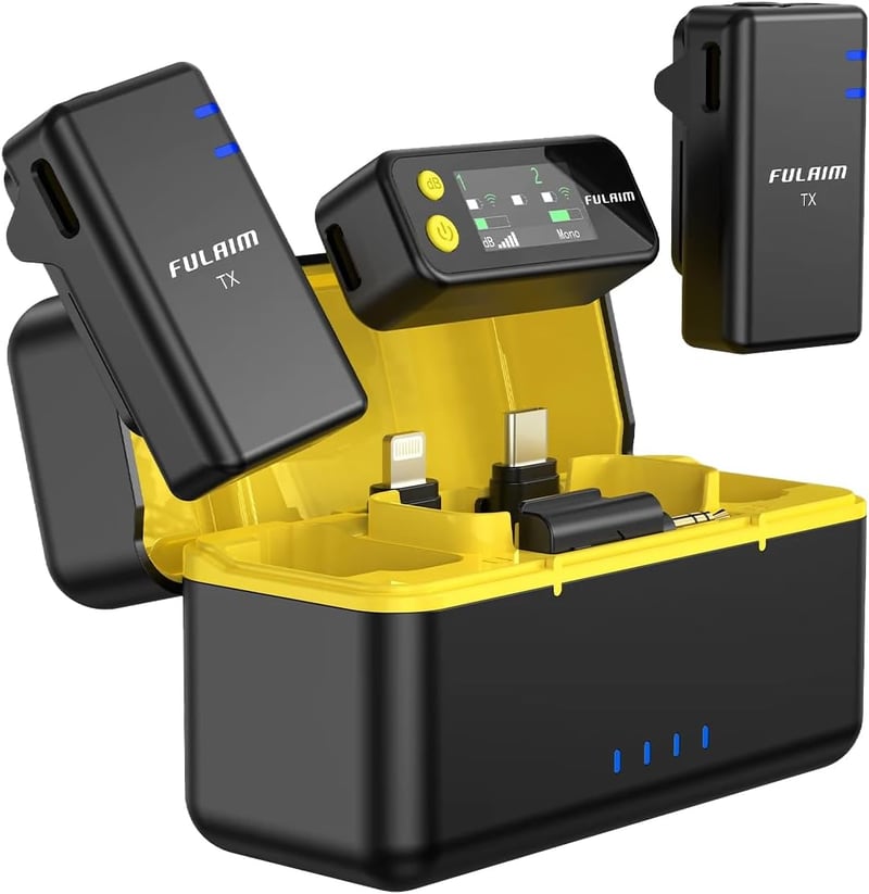 FULAIM X5M Vezeték Nélküli Mikrofon iPhone Android PC DSLR Kamerához Mini Clip-on Mikrofon 4G Felvétellel Videózáshoz Podcasthoz