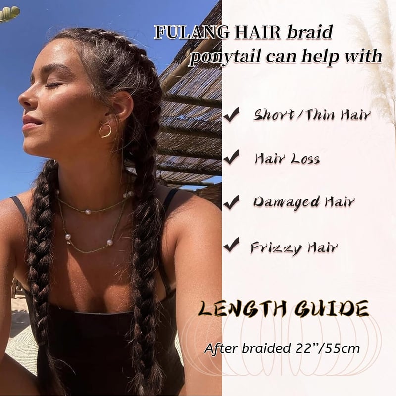 Fulang Hair 2 darabos fonott farok hosszabbító szintetikus hajból, hajgumival