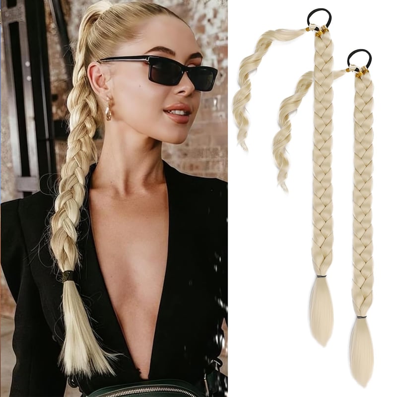 Fulang Hair zapletený vrkoč (ponytail) zo syntetických vlasov, 2 ks - červenohnedý