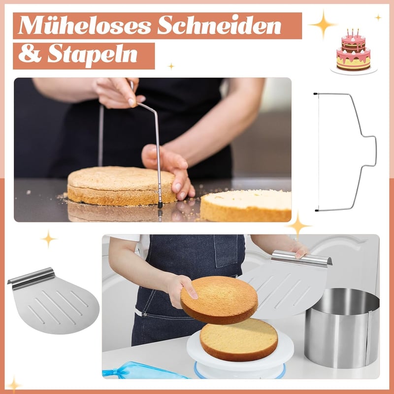 Fulasofia 40 részes tortadekoráló készlet állítható tortaformával és kiegészítőkkel