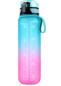 FULDENT Fľaša na vodu 1 Liter - BPA-free Športová fľaša s protišmykovou gumovou vrstvou - Na bicykel, turistiku, do školy, do posilňovne 1