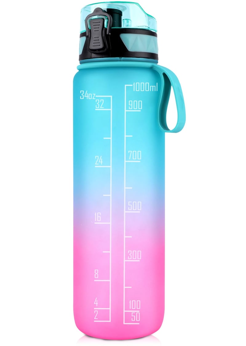 FULDENT Fľaša na vodu 1 Liter - BPA-free Športová fľaša s protišmykovou gumovou vrstvou - Na bicykel, turistiku, do školy, do posilňovne