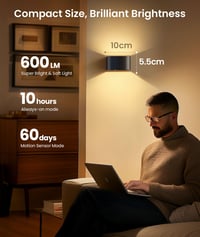 FULEN 4 kom. punjive LED zidne svjetiljke sa senzorom pokreta, daljinskim upravljačem, 3 boje svjetlosti, osvjetljenje gore-dolje, 3 načina rada, mogućnost punjenja, prigušivanje svjetla 2