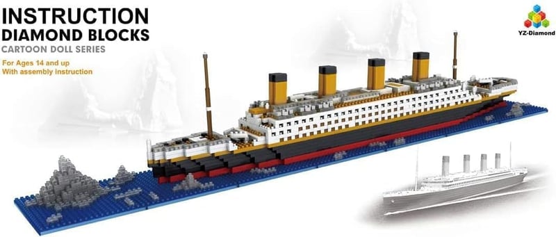 FULHOLPE Titanic 1860 darabos építőkocka szett, mikro diamond hajómodell