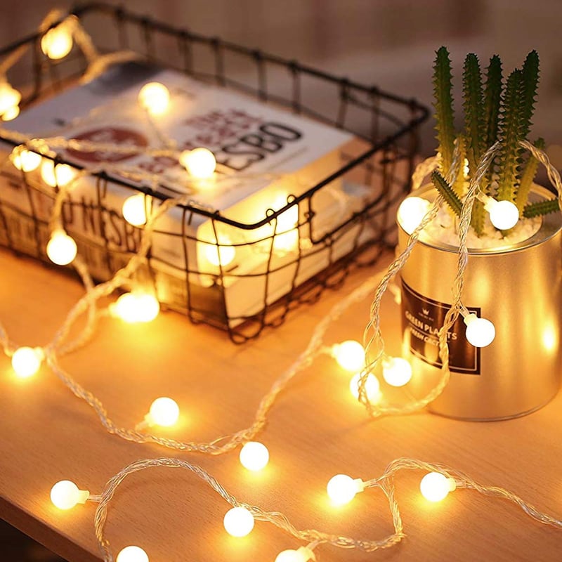 Ghirlandă luminoasă cu LED-uri Fulighture, 5 m, 40 globuri, pe baterii, decor interior, 2 moduri de iluminare