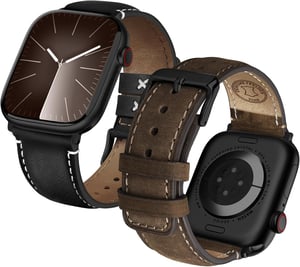 Set de 2 curele Fullmosa ergonomice din piele naturală pentru Apple Watch 42 41 40 38 mm, compatibile pentru femei și bărbați, Seria 11 10 9 8 7 6 5 4 SE 3 2