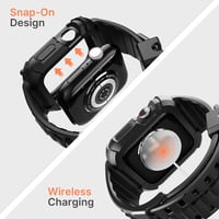 Fullmosa Apple Watch tok és szíj kijelzővédővel, 45 mm - fekete 5