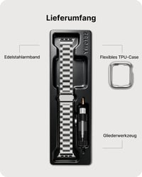 Kovový remienok Fullmosa pre Apple Watch 42mm 44mm 45mm 49mm (Series 9/8/7/6/SE/5/4/3/2/1/Ultra) z nehrdzavejúcej ocele, náhradný remienok so strieborným ochranným krytom 6