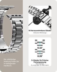 Kovový remienok Fullmosa pre Apple Watch 42mm 44mm 45mm 49mm (Series 9/8/7/6/SE/5/4/3/2/1/Ultra) z nehrdzavejúcej ocele, náhradný remienok so strieborným ochranným krytom 4