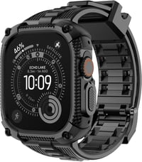 Brățară robustă Fullmosa compatibilă cu Apple Watch Ultra, cu carcasă de protecție, 49 mm, pentru bărbați și femei, negru 1