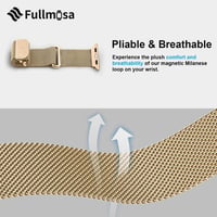 Fullmosa Mágneses Milánói Szíj Apple Watch 38-42mm 40-41mm Kompatibilis - Elegáns Fém Óraszíj Series 1-10, SE, Ultra Modellekhez - Arany 4