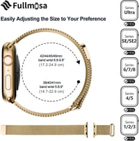 Fullmosa Mágneses Milánói Szíj Apple Watch 38-42mm 40-41mm Kompatibilis - Elegáns Fém Óraszíj Series 1-10, SE, Ultra Modellekhez - Arany 7