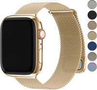 Fullmosa Mágneses Milánói Szíj Apple Watch 38-42mm 40-41mm Kompatibilis - Elegáns Fém Óraszíj Series 1-10, SE, Ultra Modellekhez - Arany 1