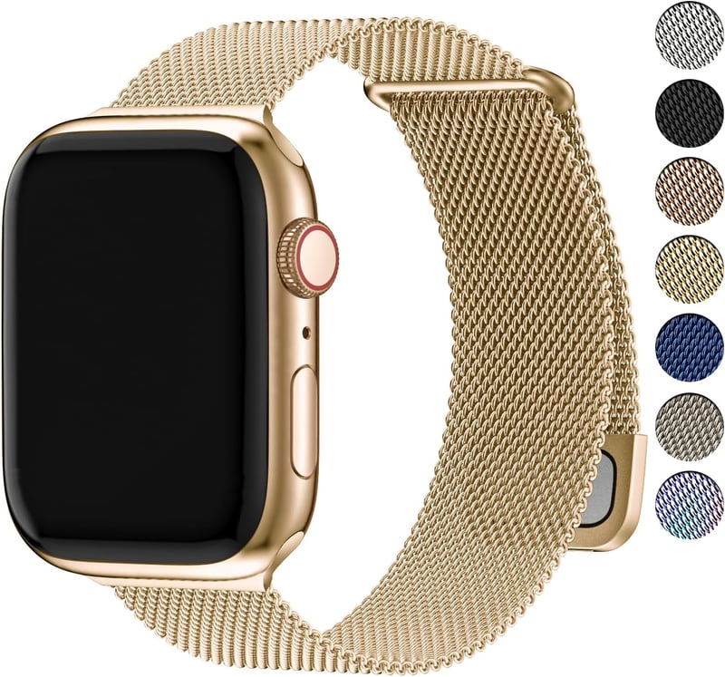 Fullmosa Mágneses Milánói Szíj Apple Watch 38-42mm 40-41mm Kompatibilis - Elegáns Fém Óraszíj Series 1-10, SE, Ultra Modellekhez - Arany