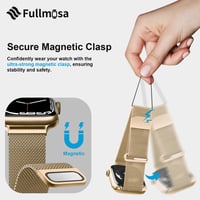 Fullmosa Mágneses Milánói Szíj Apple Watch 38-42mm 40-41mm Kompatibilis - Elegáns Fém Óraszíj Series 1-10, SE, Ultra Modellekhez - Arany 6