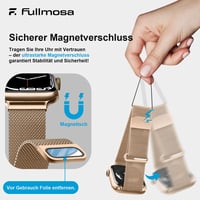 Fullmosa milánsky remienok pre Apple Watch 42 mm 41 mm 40 mm 38 mm, náhradný remienok na hodinky vo farbe ružové zlato 6