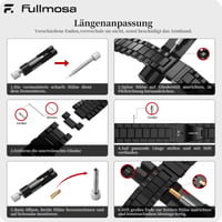 Curea de ceas Fullmosa din oțel inoxidabil 22 mm, brățară metalică cu eliberare rapidă pentru ceasuri tradiționale și smartwatch-uri, negru 7