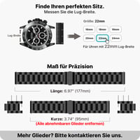 Curea de ceas Fullmosa din oțel inoxidabil 22 mm, brățară metalică cu eliberare rapidă pentru ceasuri tradiționale și smartwatch-uri, negru 5