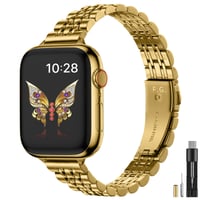 Fullmosa Slim kovový remienok pre Apple Watch 42 mm 41 mm 40 mm 38 mm kompatibilný so SE Series 11 10 9 8 7 6 5 4 3 2 1 remienok z nehrdzavejúcej ocele tenký iWatch remienok zlatý 1