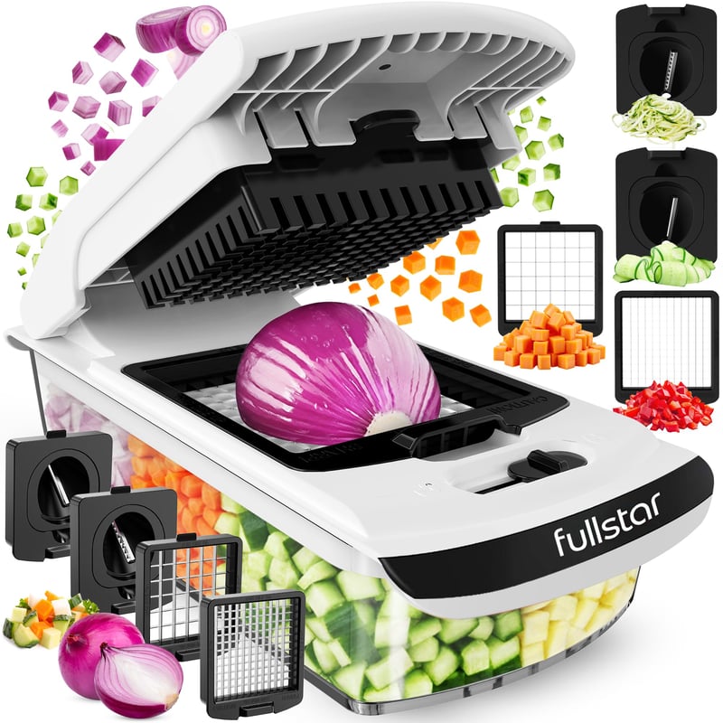 Fullstar PRO 4-v-1 krájač zeleniny a špiralizér - krájač cibule, kockovač na zemiaky, uhorky, ovocie, biely, kuchynský pomocník