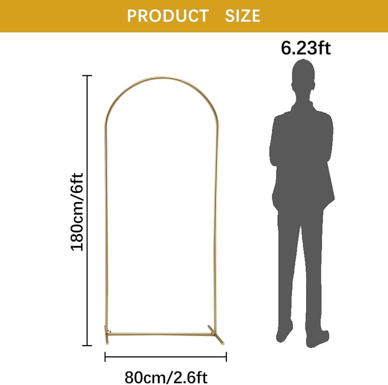 Fullvaseer 180cm Esküvői Ívállvány Arany Fém Dekorációs Háttér Buli Szertartáshoz