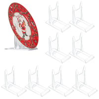 Fulushouxi Set de 8 suporturi pentru farfurii, stativ din plastic acrilic, suport decorativ reglabil pentru farfurii, suport pentru cărți, mini șevalet pentru rame foto, decorațiuni CD, expoziții foto 1