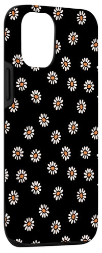 Kryt na iPhone 14 Fun Little Florals s bielym a žltým vzorom sedmokrások na čiernom podklade 3
