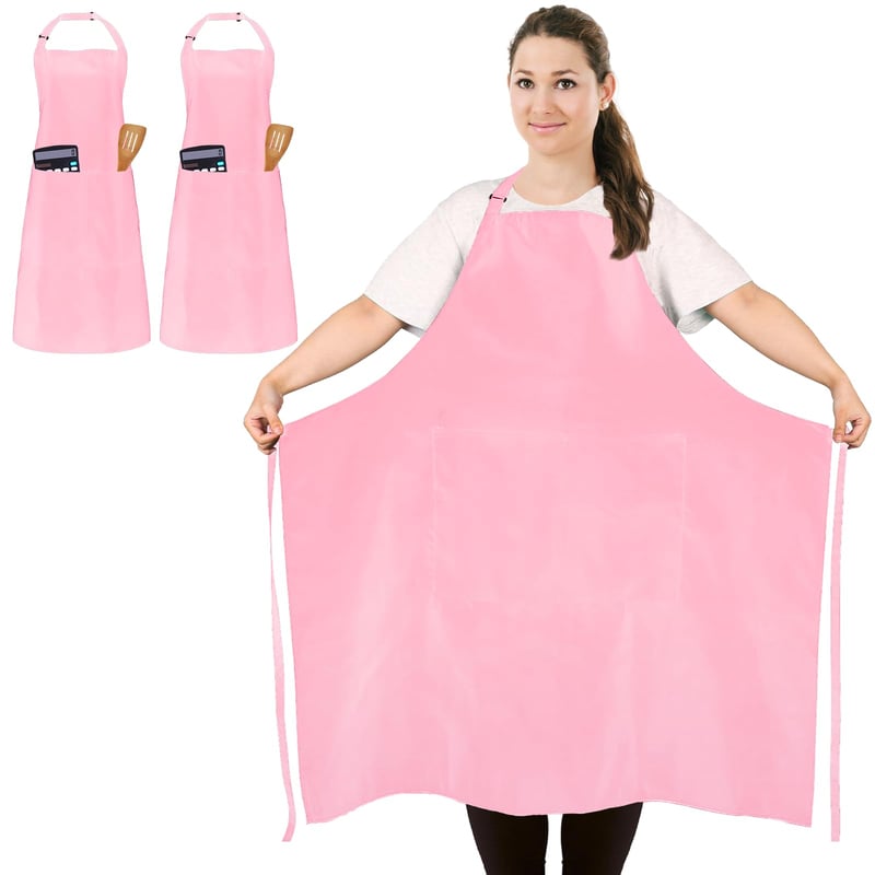 FunChaos 2 ks veľká zástera ružová, unisex kuchynská zástera s 2 vreckami, 99,8x89,9 cm, pre kuchárov, čašníkov, kaderníkov, na grilovanie