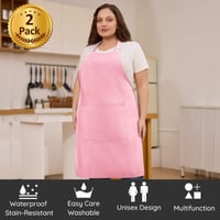 FunChaos 2 ks veľká zástera ružová, unisex kuchynská zástera s 2 vreckami, 99,8x89,9 cm, pre kuchárov, čašníkov, kaderníkov, na grilovanie 2
