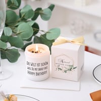 Vonná sviečka FUND AMLIGHT Happy Birthday pre ženy – sójová vonná sviečka s vôňou levandule a vanilky – darček k narodeninám pre priateľku, mamu, otca 5