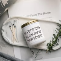 Vonná sviečka FUND AMLIGHT Happy Birthday pre ženy – sójová vonná sviečka s vôňou levandule a vanilky – darček k narodeninám pre priateľku, mamu, otca 4