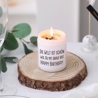 Vonná sviečka FUND AMLIGHT Happy Birthday pre ženy – sójová vonná sviečka s vôňou levandule a vanilky – darček k narodeninám pre priateľku, mamu, otca 2