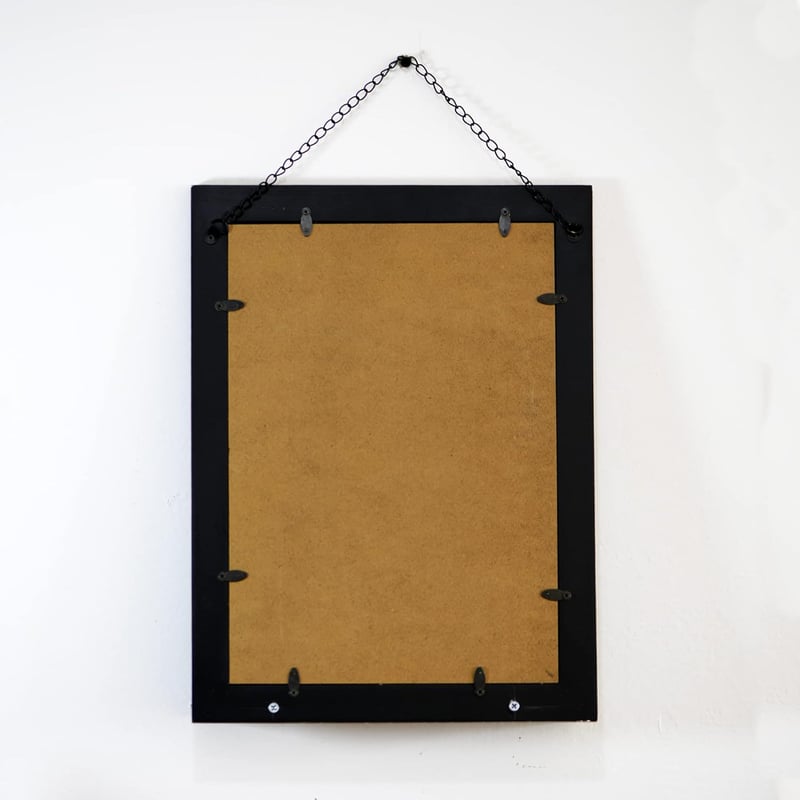 Funerom Falitükör Fa Kerettel 30x40cm Fekete Fürdőszoba Nappali