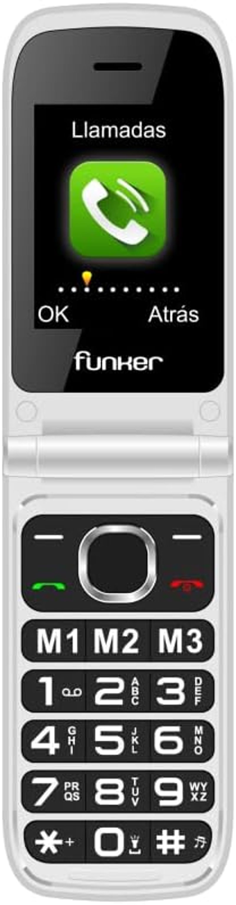 Funker C250 Comfort 4G összecsukható mobiltelefon időseknek, nagy gombokkal, SOS gomb, USB-C