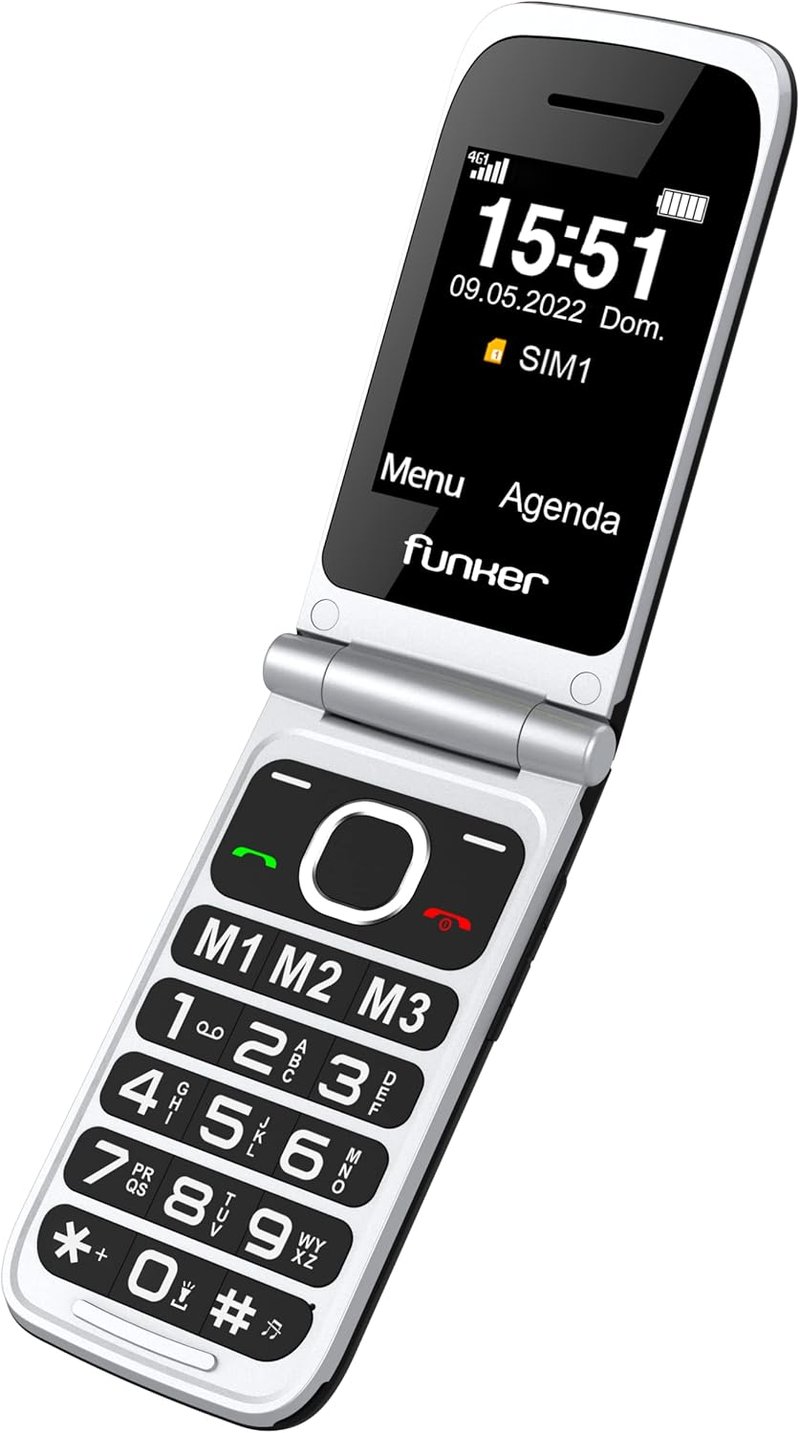 Funker C250 Comfort 4G összecsukható mobiltelefon időseknek, nagy gombokkal, SOS gomb, USB-C