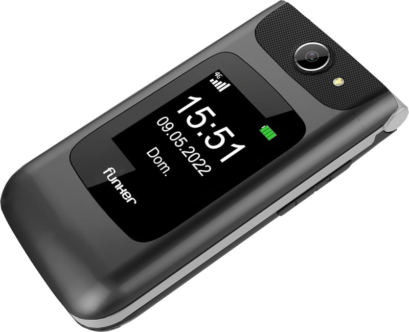 Funker C250 Comfort 4G összecsukható mobiltelefon időseknek, nagy gombokkal, SOS gomb, USB-C