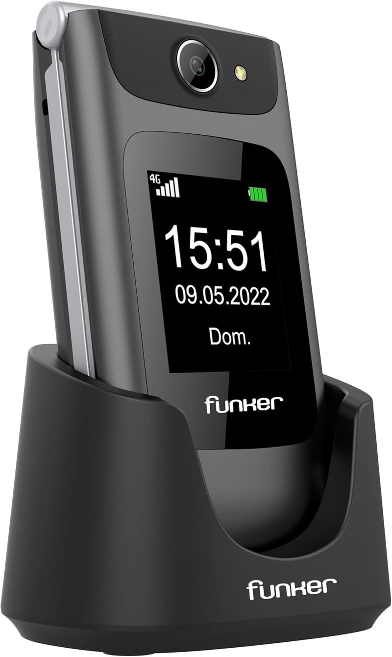 Funker C250 Comfort 4G összecsukható mobiltelefon időseknek, nagy gombokkal, SOS gomb, USB-C