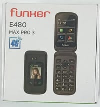 Mobilný telefón Funker E480 4G pre seniorov, vyklápací, s funkciami WhatsApp a videohovor, SOS tlačidlom a GPS, 2,8-palcovým dotykovým displejom a veľkými tlačidlami 7