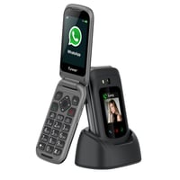 Mobilný telefón Funker E480 4G pre seniorov, vyklápací, s funkciami WhatsApp a videohovor, SOS tlačidlom a GPS, 2,8-palcovým dotykovým displejom a veľkými tlačidlami 1