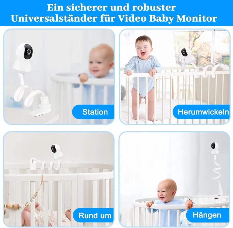 Funkprofi Univerzális Babaőrző Tartó - Flexibilis Csipeszes Kameratartó 1/4 Menetes Rögzítéssel, Kompatibilis Philips Avent és Motorola Kész