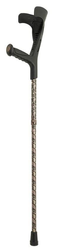 Cârjă subaxilară pliabilă Funkrutch Paisley - Gri cu imprimeu colorat, cu talpă antiderapantă, design unic (1 buc.) 1