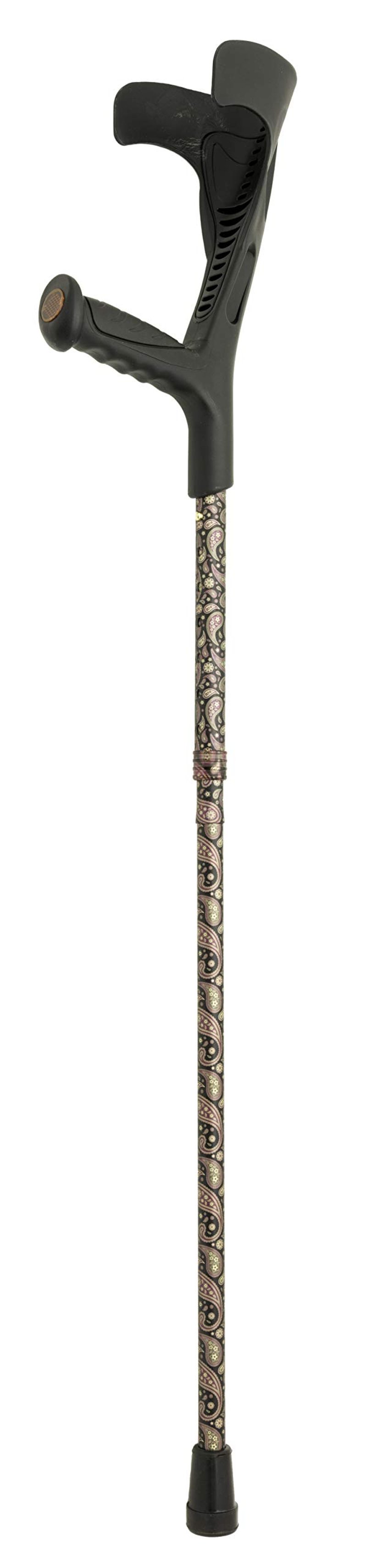 Cârjă subaxilară pliabilă Funkrutch Paisley - Gri cu imprimeu colorat, cu talpă antiderapantă, design unic (1 buc.)