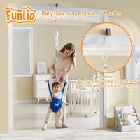 FUNLIO Ajtóra Szerelhető Bébi Hinta 6-24 Hónapos Babáknak, Állítható Magasságú Rugós Ugrálóhinta, 18kg Teherbírás, Kék 2