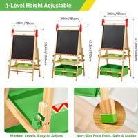 FUNLIO Gyerek Festőállvány 3-8 Év, Magasságállítható Rajztábla Krétával és Mágneses Táblával - Subtle green 5