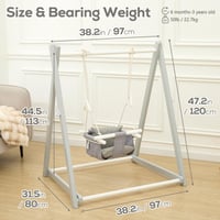 Balansoar pliabil din lemn FUNLIO pentru copii de 6-36 luni, din lemn de pin durabil, cu 4 saci de nisip, pentru utilizare în interior și exterior - Gri 6