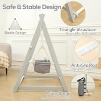 Balansoar pliabil din lemn FUNLIO pentru copii de 6-36 luni, din lemn de pin durabil, cu 4 saci de nisip, pentru utilizare în interior și exterior - Gri 4